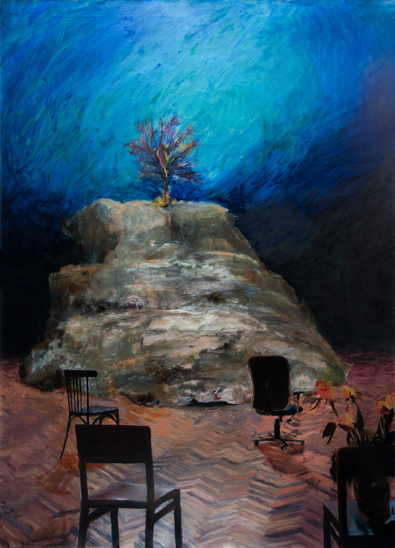 The sky held mystical colors, the chairs wanted to run away